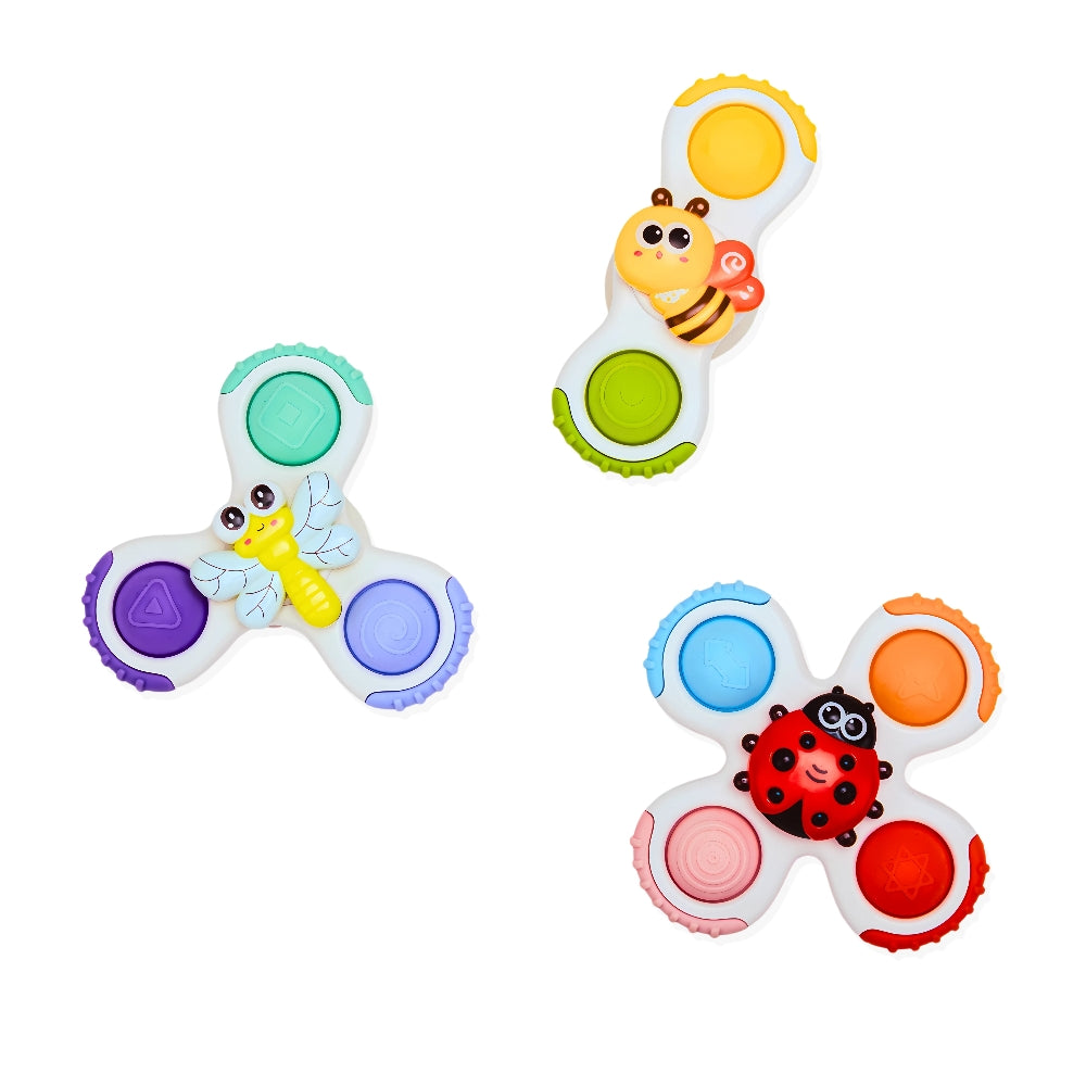 Jouets bébé ventouse sensoriels – Lot de 3 spinners BO JUNGLE