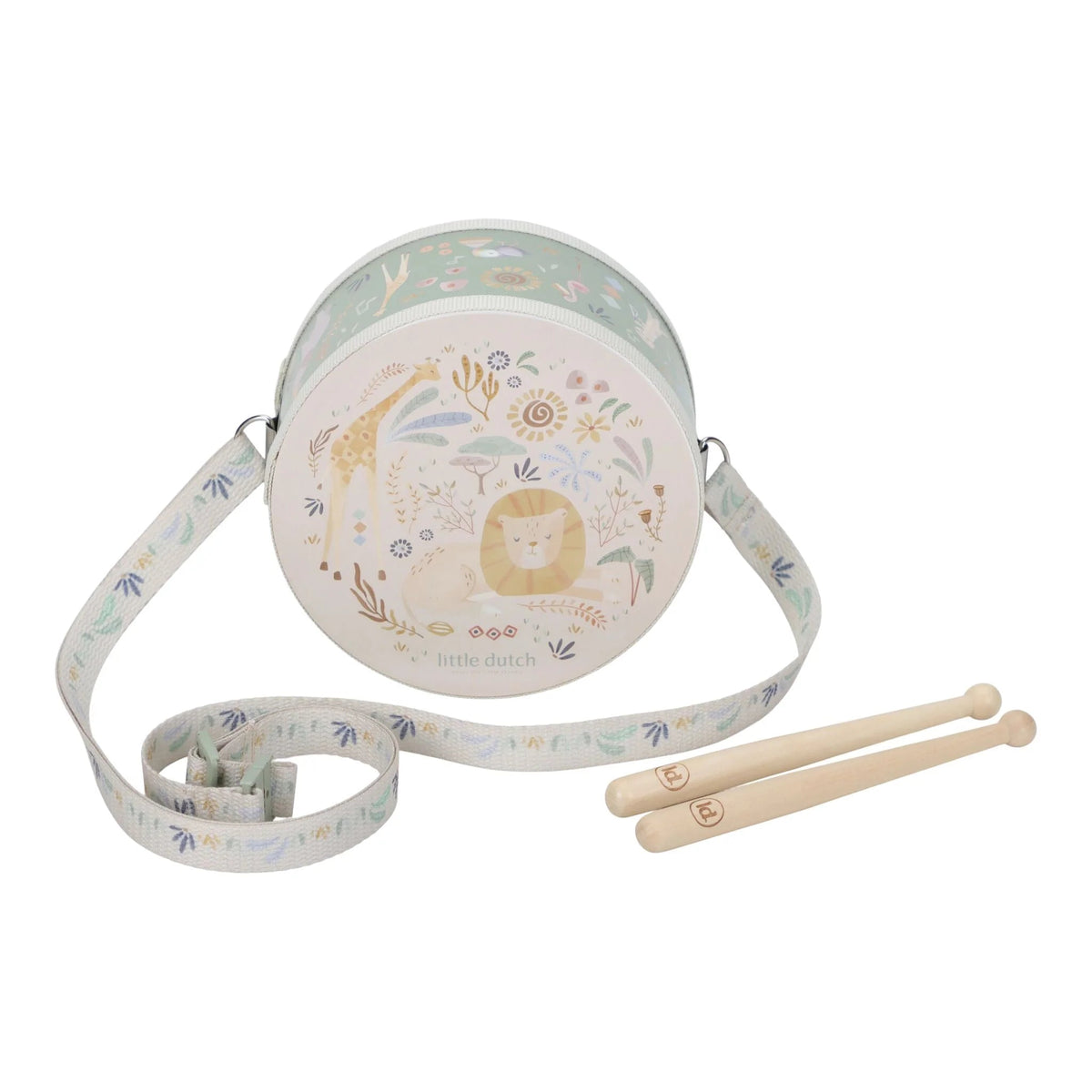 Tambour en bois Safari Friends – instrument musical enfant LITTLE DUTCH