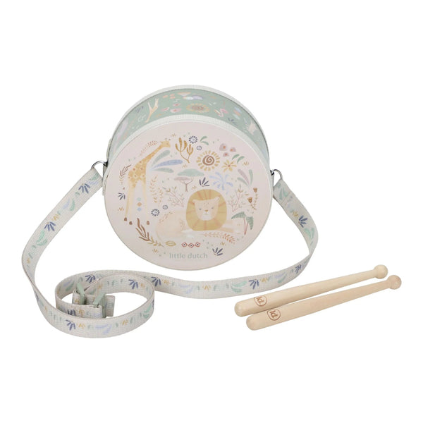 Tambour en bois Safari Friends – instrument musical enfant LITTLE DUTCH