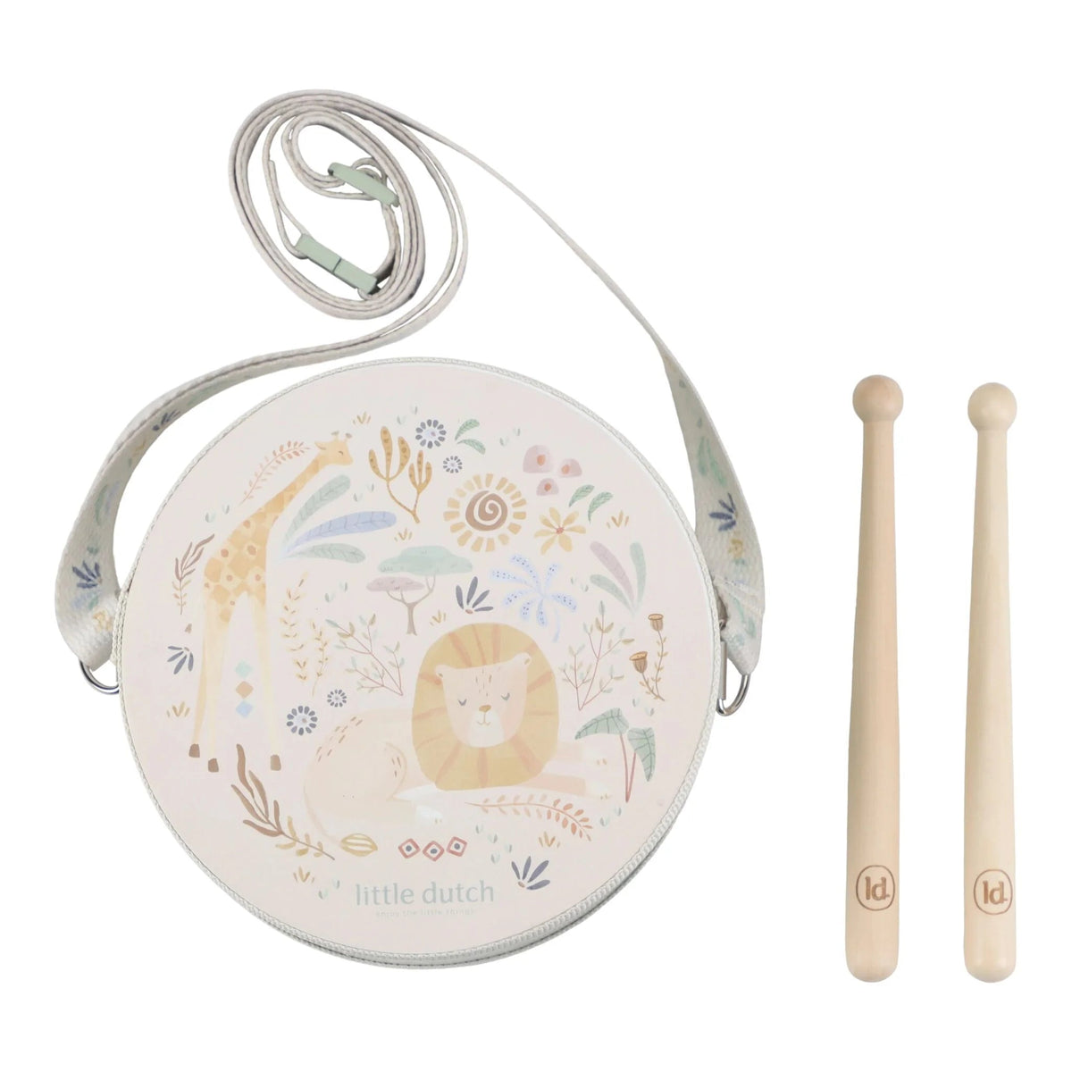 Tambour en bois Safari Friends – instrument musical enfant LITTLE DUTCH