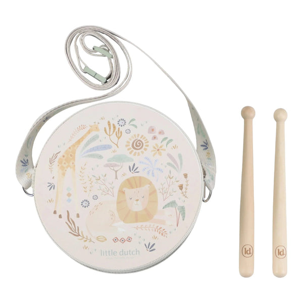 Tambour en bois Safari Friends – instrument musical enfant LITTLE DUTCH