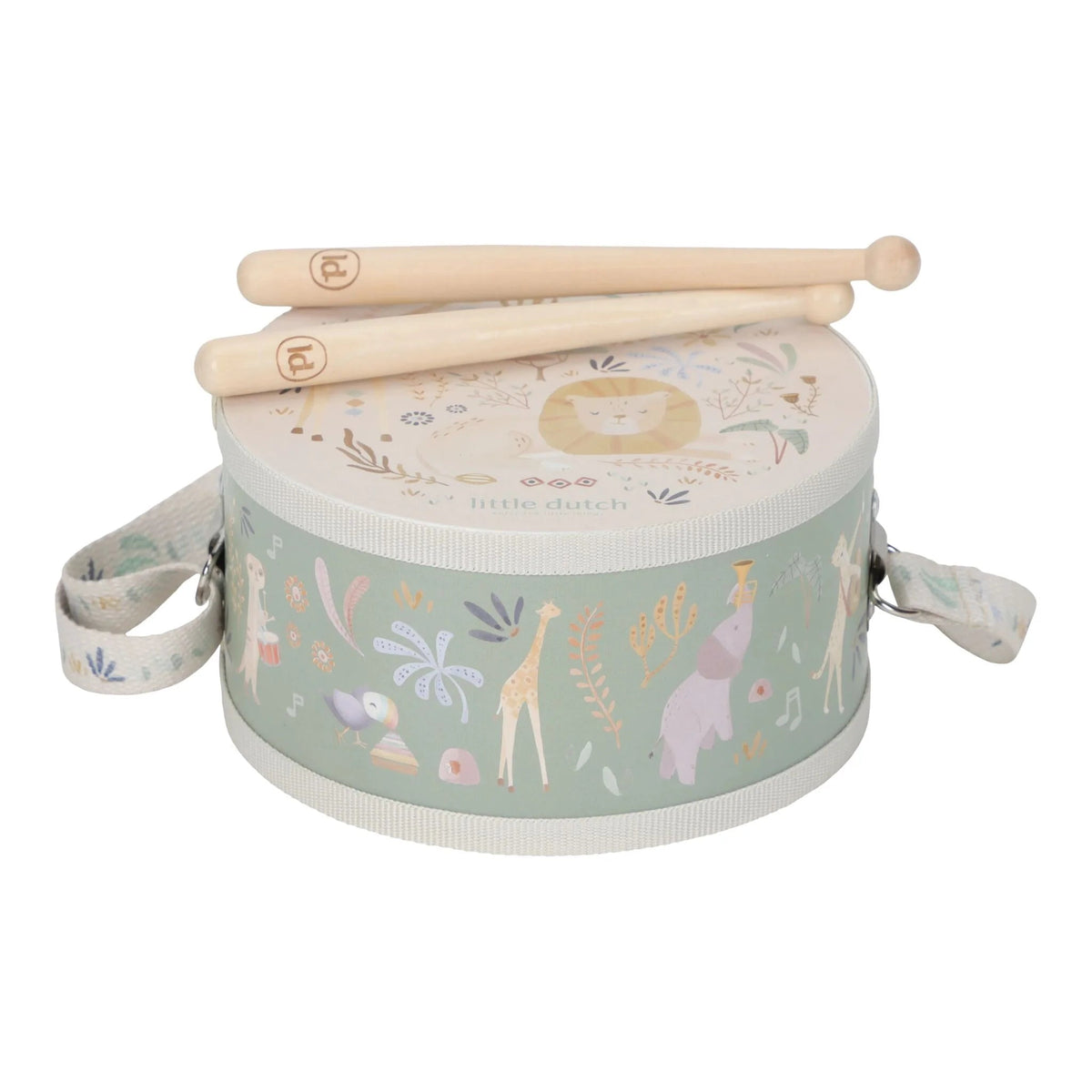 Tambour en bois Safari Friends – instrument musical enfant LITTLE DUTCH