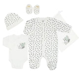Tenue naissance bébé Léopard – ensemble maternité 5 pièces 1 mois TROIS KILOS SEPT