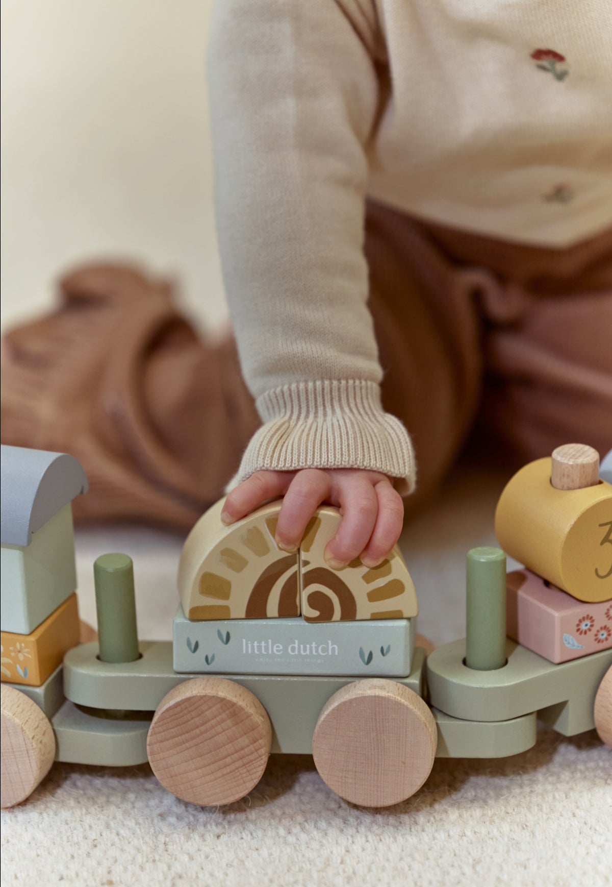 Train à blocs en bois Safari Friends – train à empiler enfant