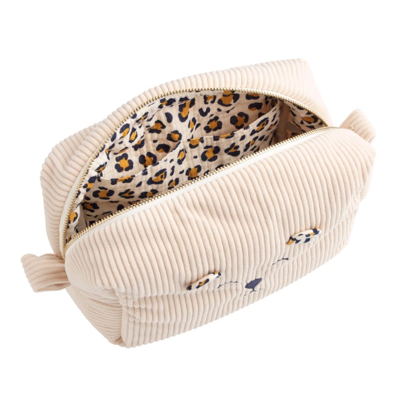 Trousse de toilette en velours côtelé Léopard - Sauthon SAUTHON