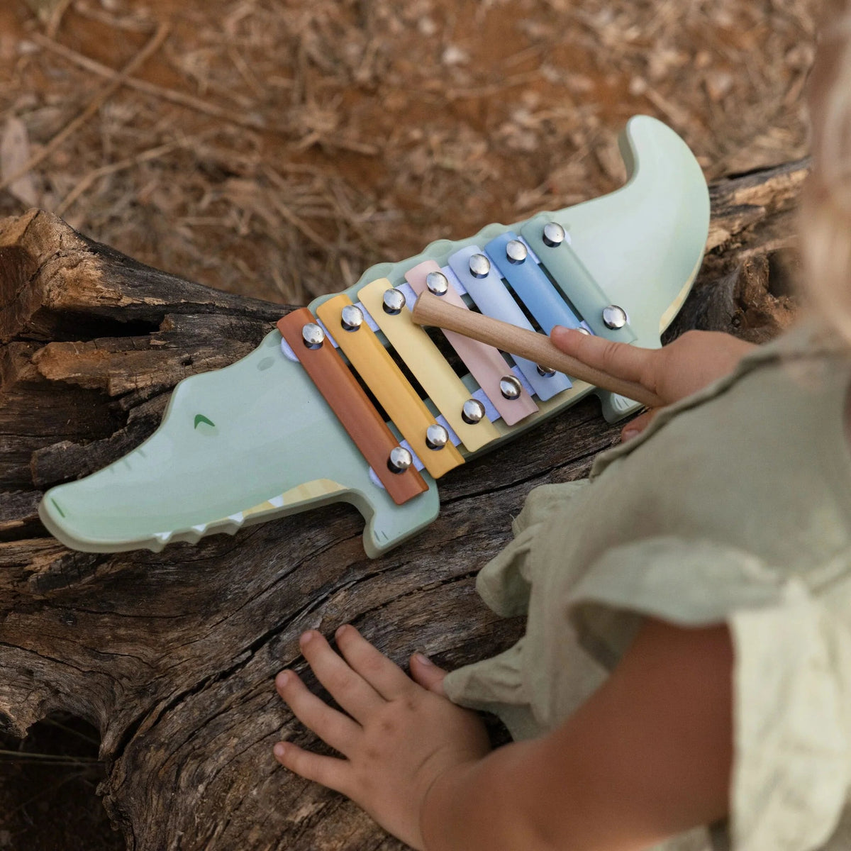 Xylophone Crocodile Safari Friends – instrument musical en bois LITTLE DUTCH