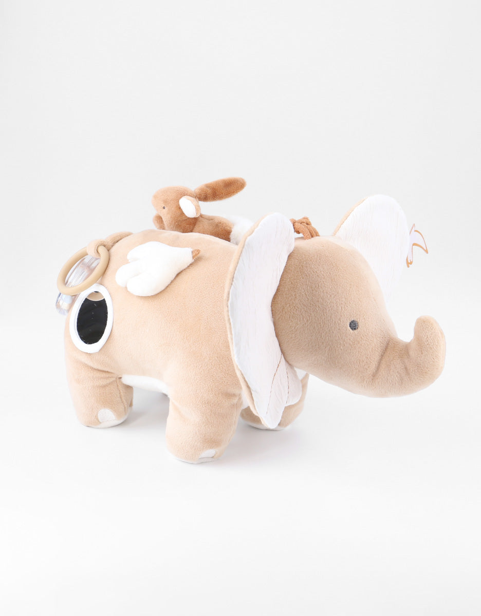 Peluche d'activités éléphant Bali en Veloudoux® et mousseline, caramel