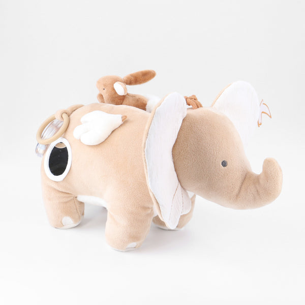 Peluche d'activités éléphant Bali en Veloudoux® et mousseline, caramel