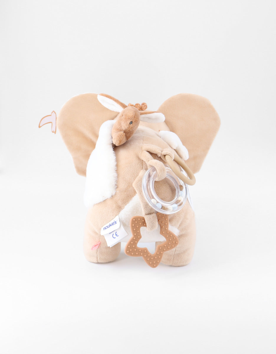Peluche d'activités éléphant Bali en Veloudoux® et mousseline, caramel