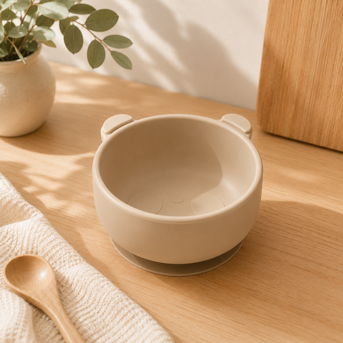Bol panda ventouse et couvercle beige GMLB