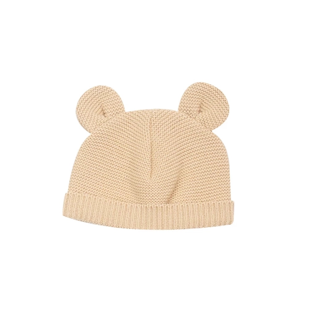 Bonnet à oreilles en maille caramel
