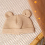Bonnet à oreilles en maille caramel