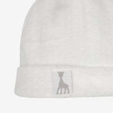 Bonnet naissance velours jacquard - Beige sophie la girafe