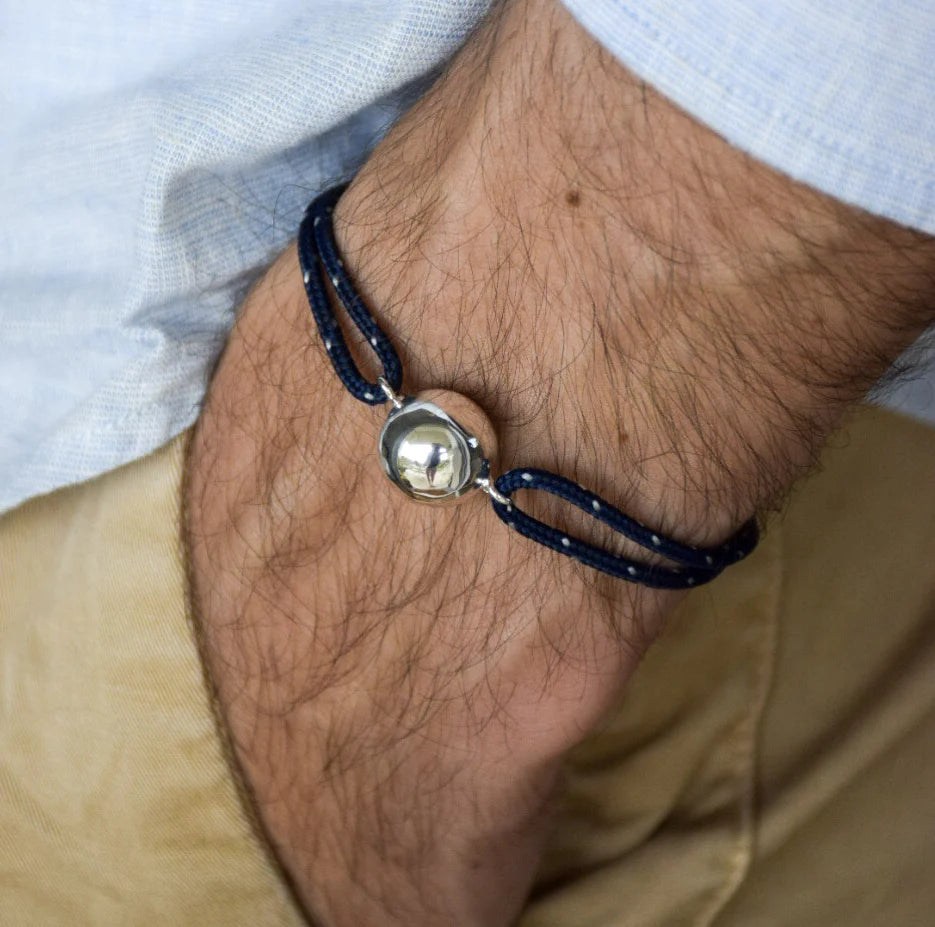 Bracelet bola pour papa bleu marine bijou grossesse fabriqué en France