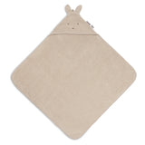 Cape de bain bébé Miffy 75x75cm, douce et ultra-absorbante. Capuche intégrée, éponge moelleuse et design réversible pour garder bébé bien au sec après le bain.