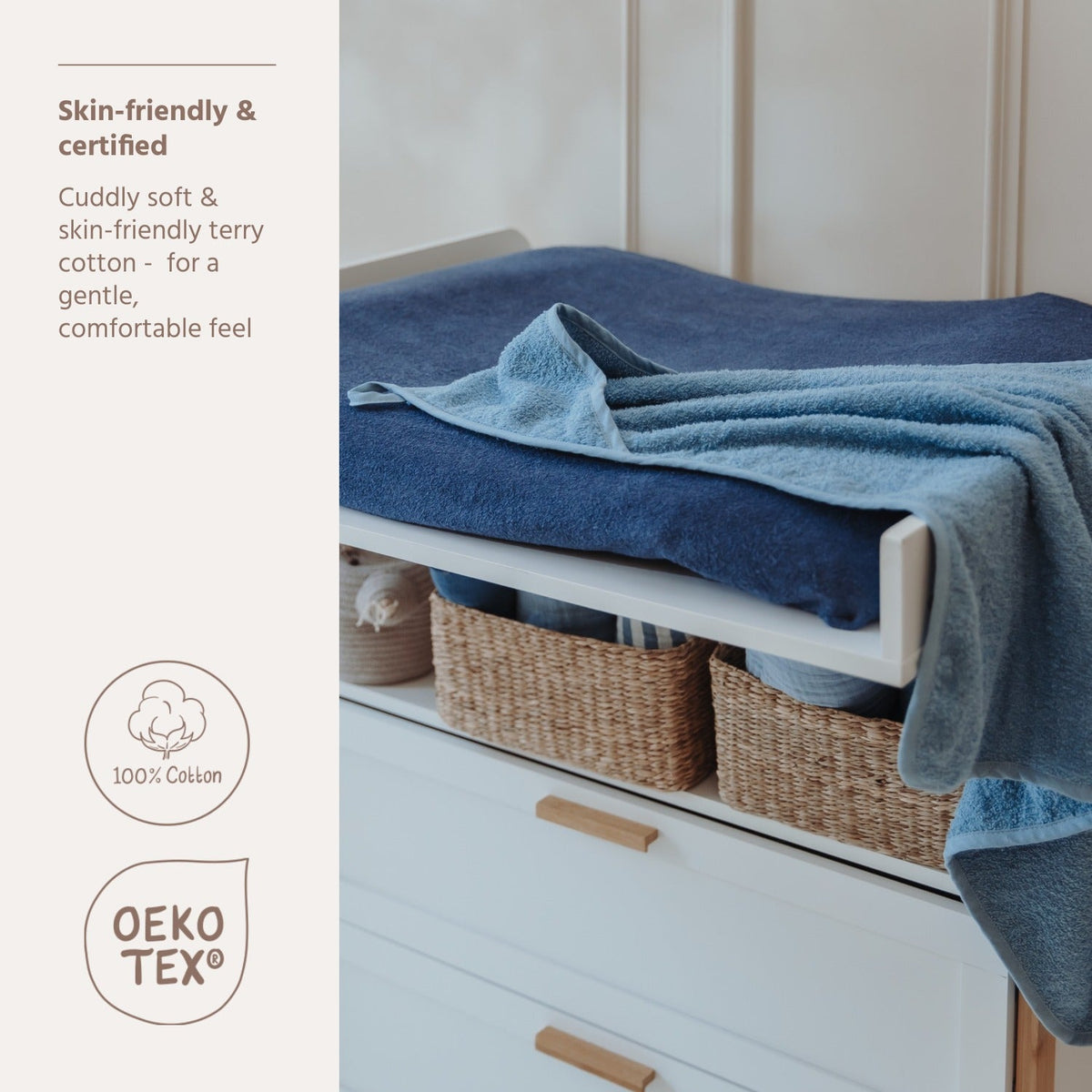 Cape de bain bébé bleue 75 x 75 cm - Meyco Baby JOLLEIN
