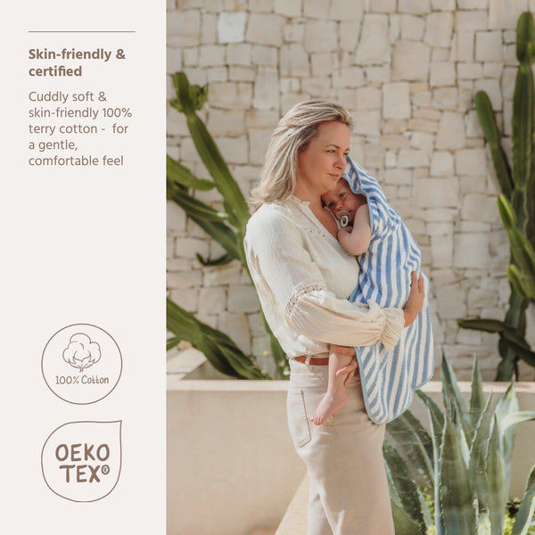 Cape de bain bébé rayée en éponge jacquard 75 x 75 cm - bleue Meyco Baby MEYCO BABY