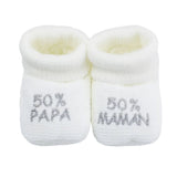 Chaussons bébé 50% papa/50% maman blanc TROIS KILOS SEPT