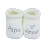 Chaussons bébé - Papa d'amour blanc TROIS KILOS SEPT