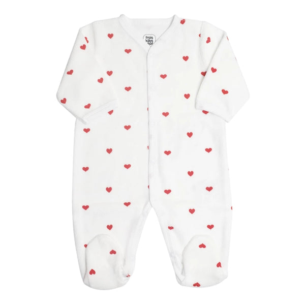 Pyjama Bébé Petits Cœurs Rouge – Velours Doux