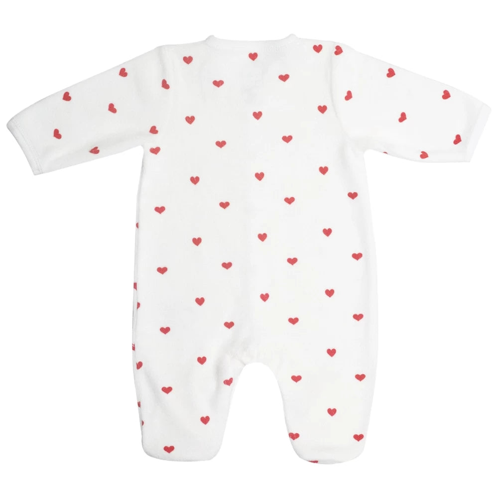 Pyjama Bébé Petits Cœurs Rouge – Velours Doux