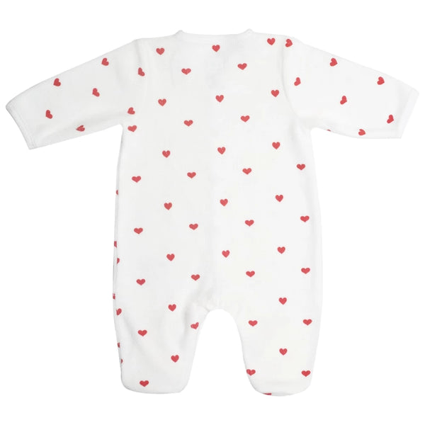 Pyjama Bébé Petits Cœurs Rouge – Velours Doux