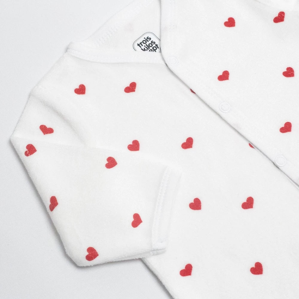 Pyjama Bébé Petits Cœurs Rouge – Velours Doux