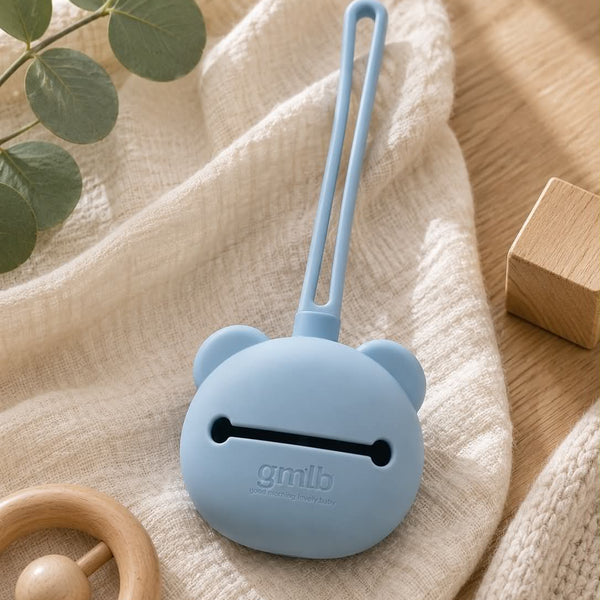 Étui tétine silicone bébé panda -  dusty blue GMLB
