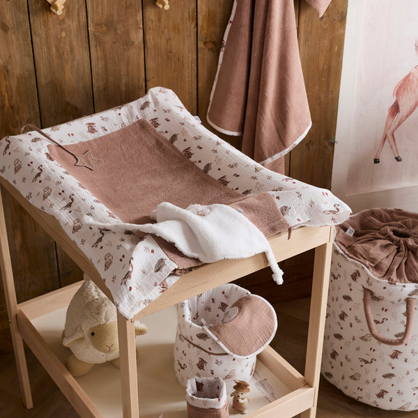 Housse matelas à langer bébé Cosy Forest clairière mocha