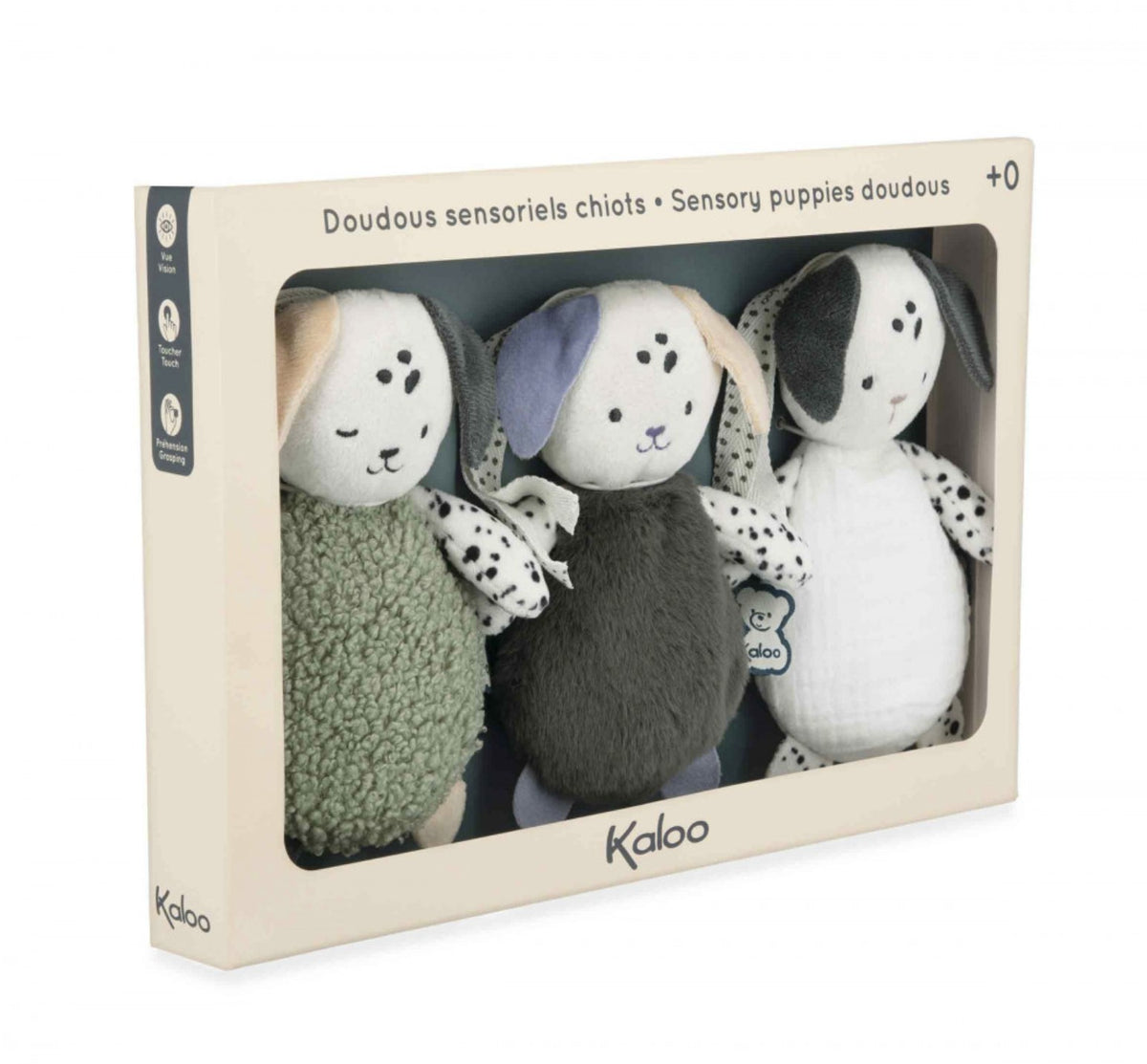 Doudous sensoriels bébé naissance – Set de 3 chiots