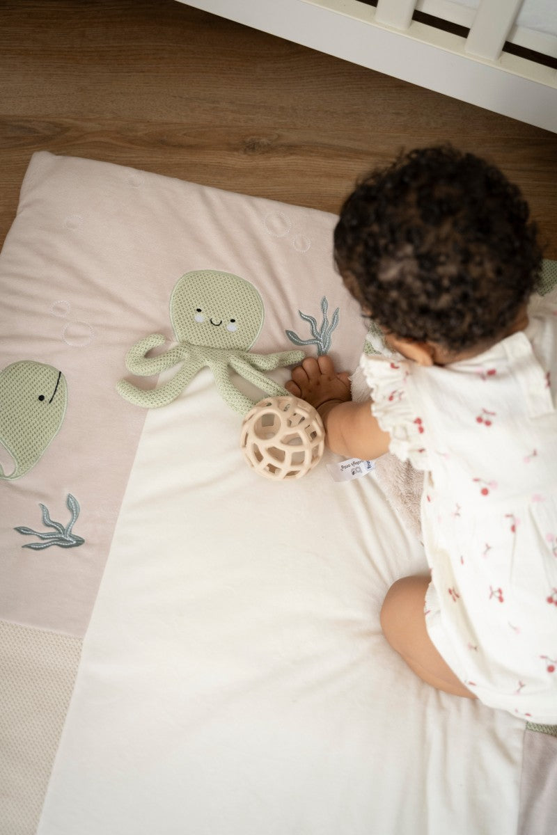 Jouet Balle Silicone – Lot de 2 balles en silicone vieux rose et warm linen BABY'S ONLY