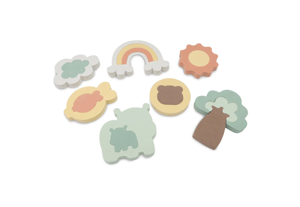 Offrez à bébé un puzzle de bain Kangourou ludique et éducatif ! Flottant, sûr et stimulant la motricité fine, ce jouet de bain rend chaque bain amusant et créatif. Boutique pour bébé spécialisée petit coeur salé