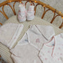 Kit naissance 6 pièces fille - Motif floral - 1 mois