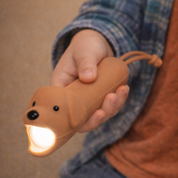 Lampe torche enfant chien caramel rechargeable