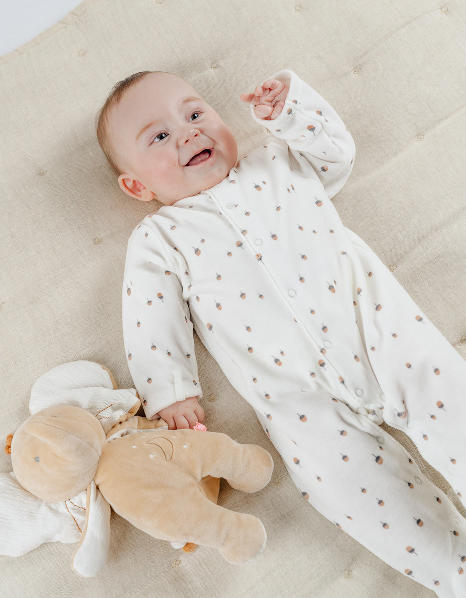 Lot de 2 pyjamas bébé en velours vert écru NOUKIES