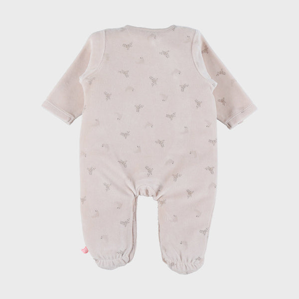 Pyjama bébé écru en velours avec broderie phoques NOUKIES