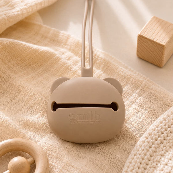 Étui tétine silicone bébé panda - Taupe GMLB