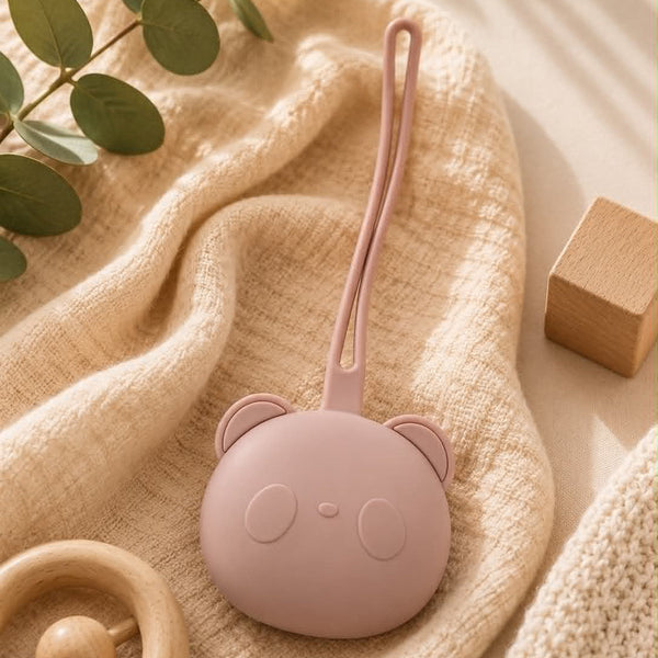Étui tétine silicone bébé panda - Pale pink GMLB