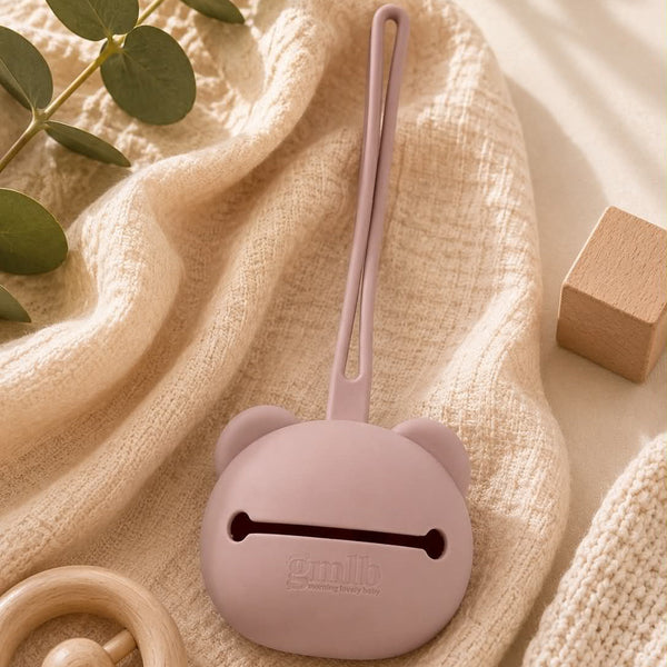 Étui tétine silicone bébé panda - Pale pink GMLB