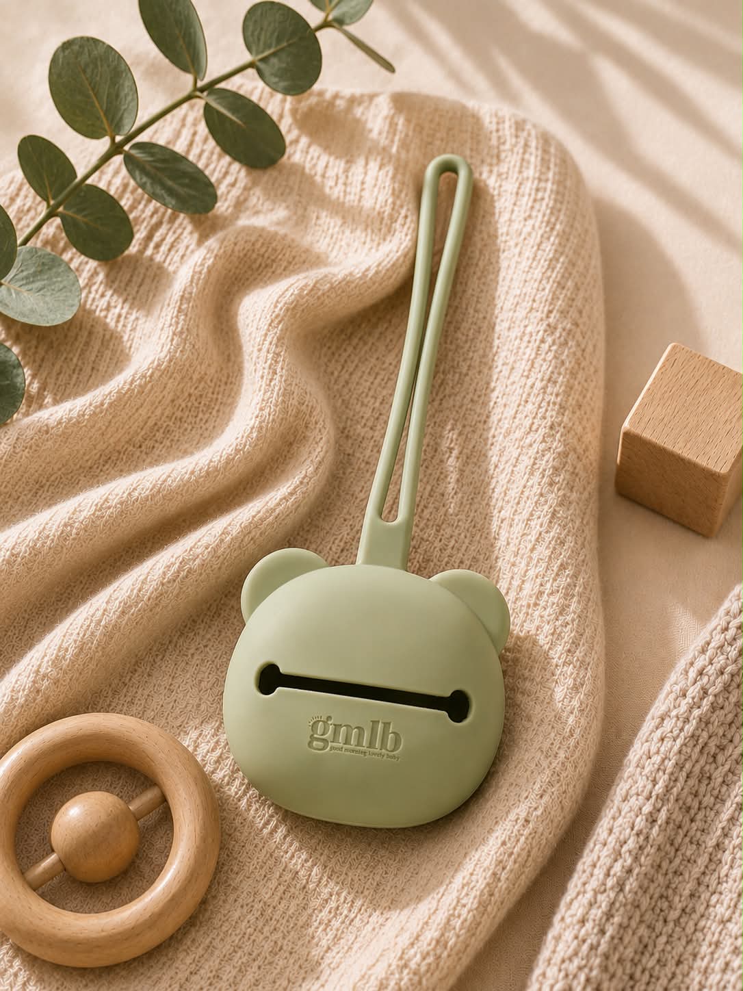 Étui tétine silicone bébé panda - vert GMLB