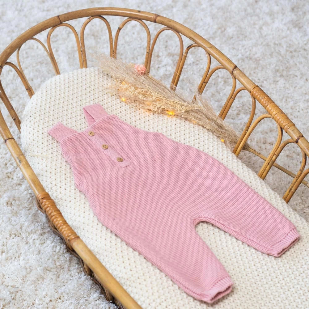 Salopette bébé en maille Vieux rose